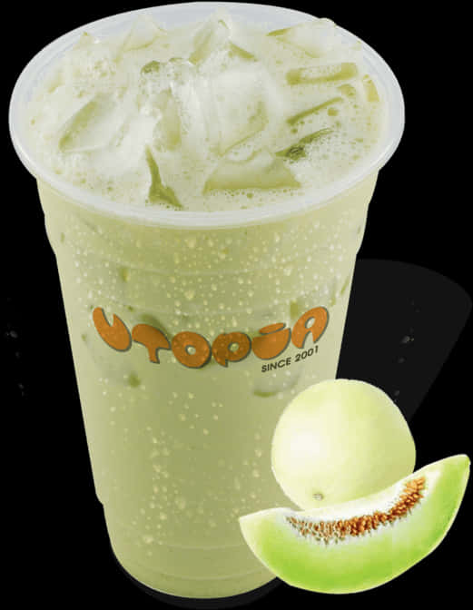 Melon Milk Bubble Teawith Ice PNG image