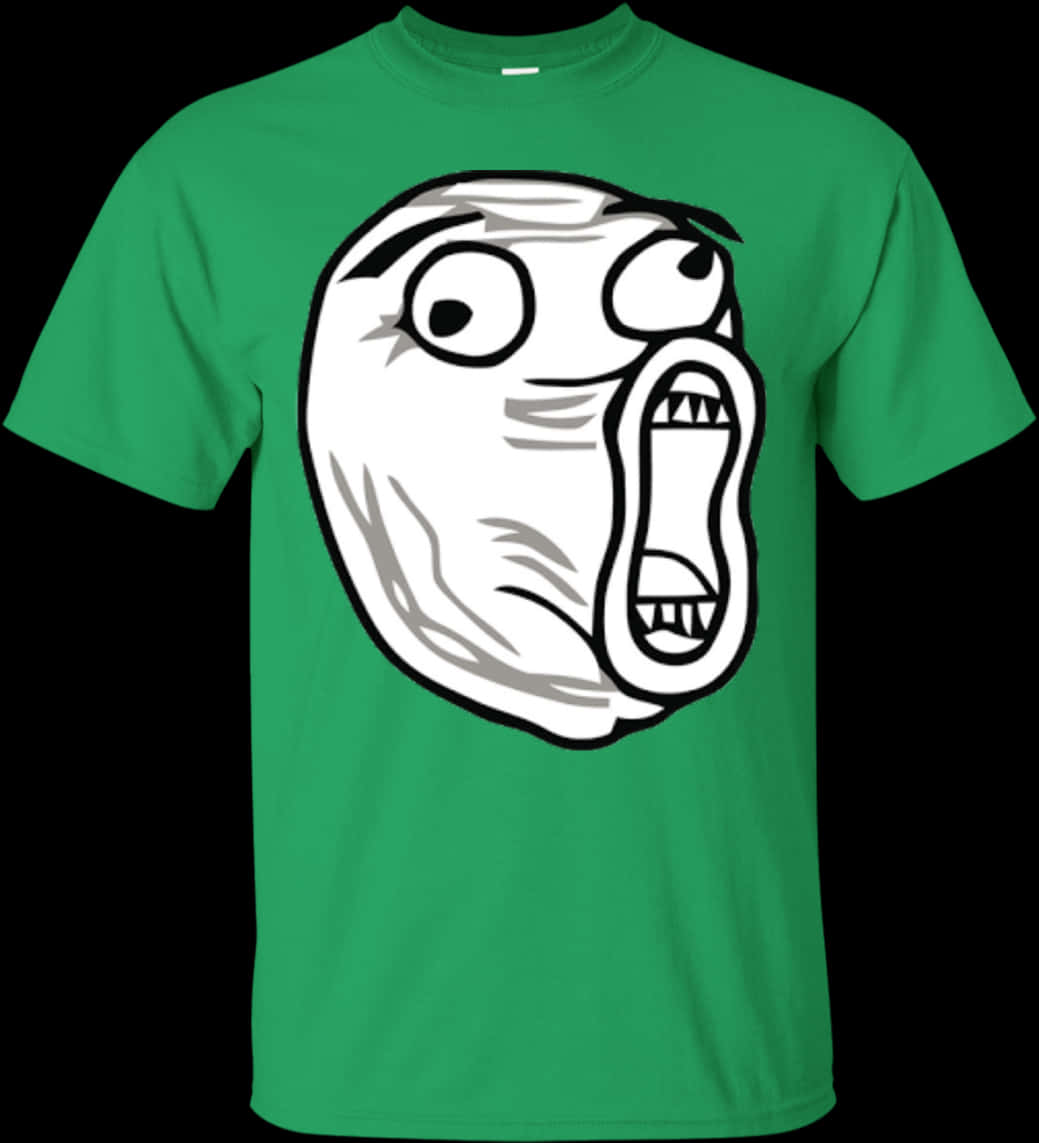 Meme Face Green T Shirt PNG image