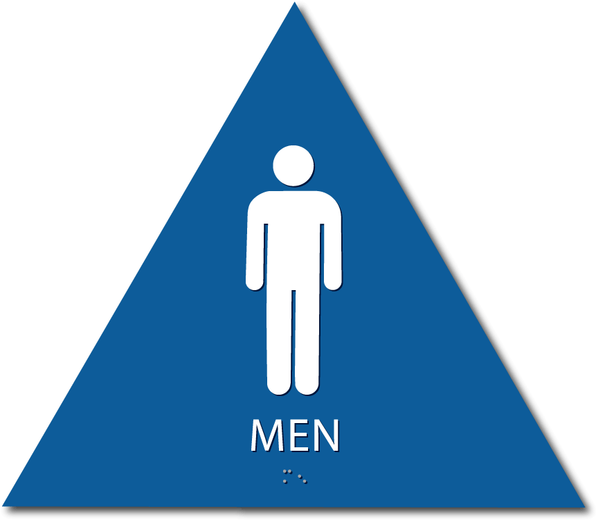 Mens Bathroom Sign Triangular Blue PNG image