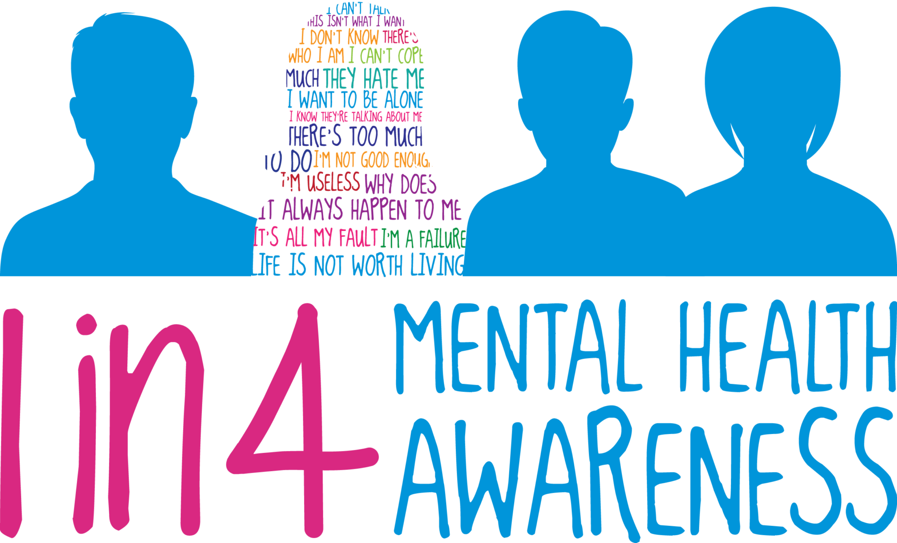 Mental Health Awareness Silhouettes PNG image