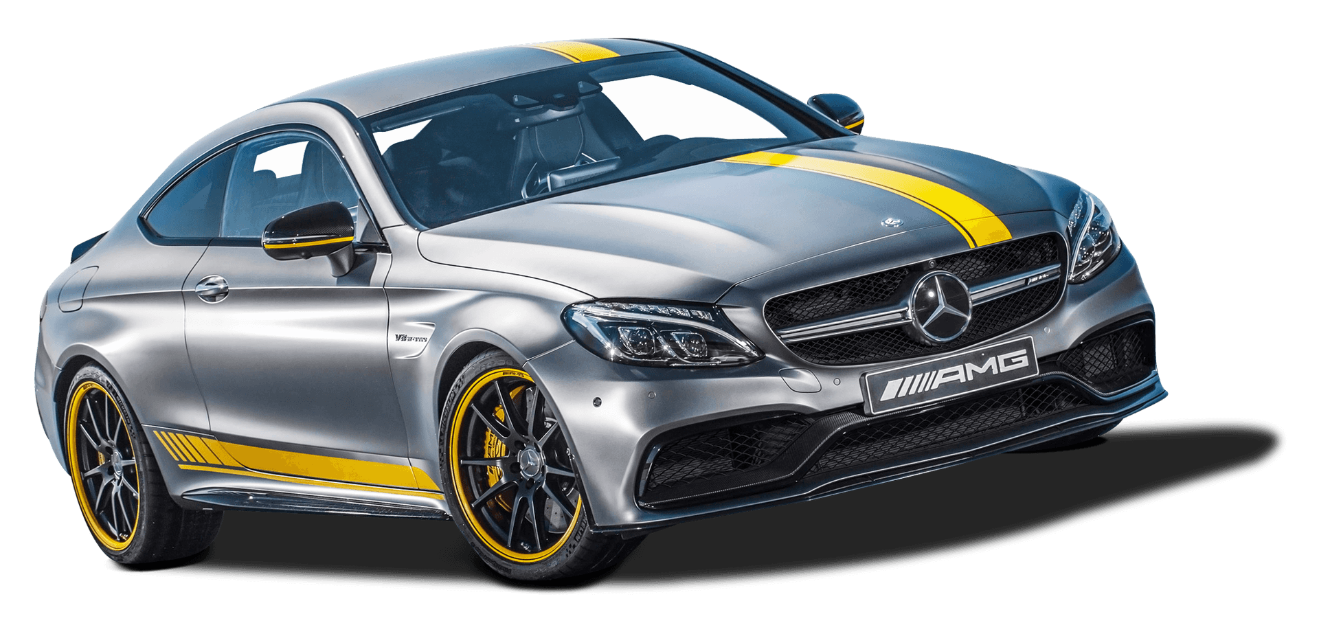 Mercedes A M G C63 Coupe Yellow Stripes PNG image