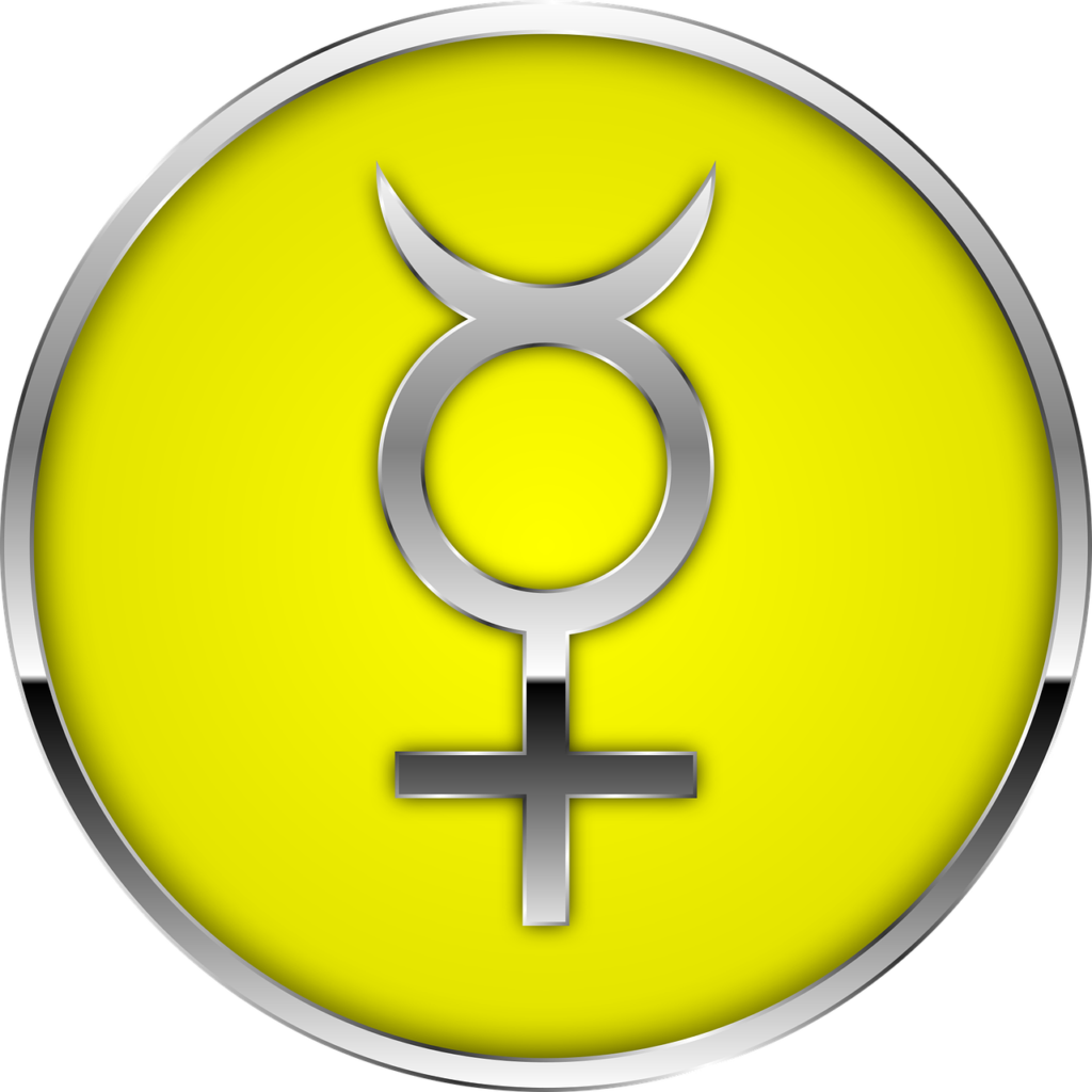 Mercury Symbol Yellow Background PNG image