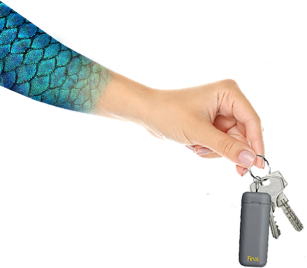 Mermaid Scale Arm Holding Keys PNG image