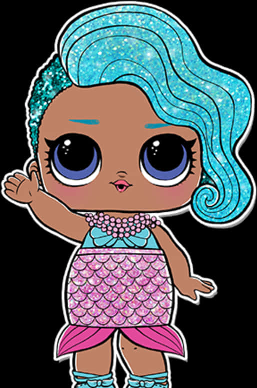 Mermaid Themed L O L Doll Illustration PNG image