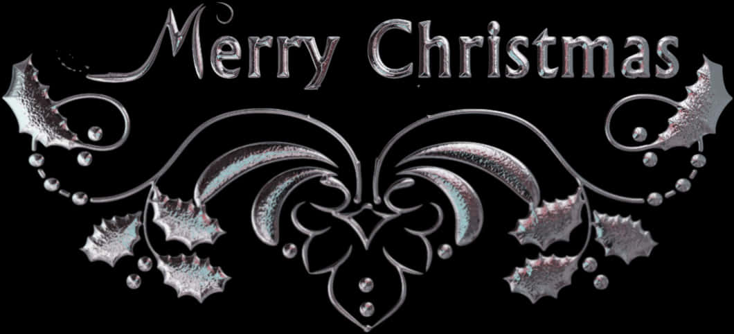 Merry Christmas Elegant Silver Design PNG image