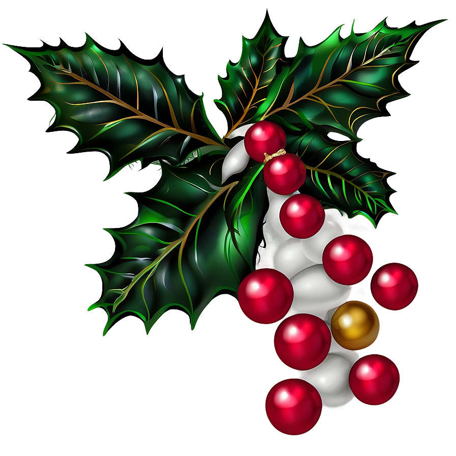 Merry Christmas Holly Decoration Png 77 PNG image