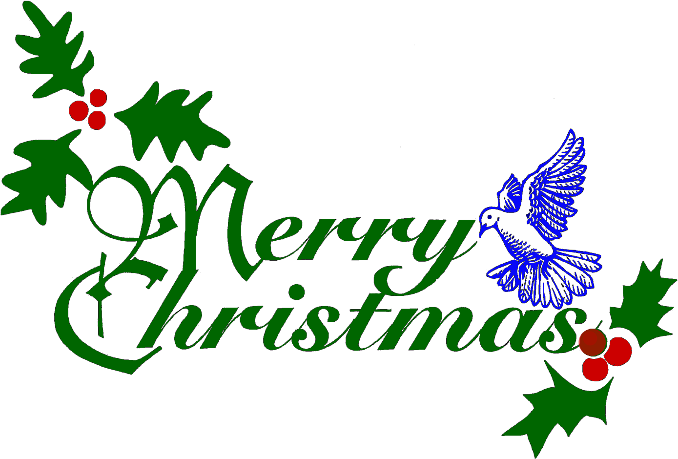 Merry Christmas Textwith Doveand Holly PNG image