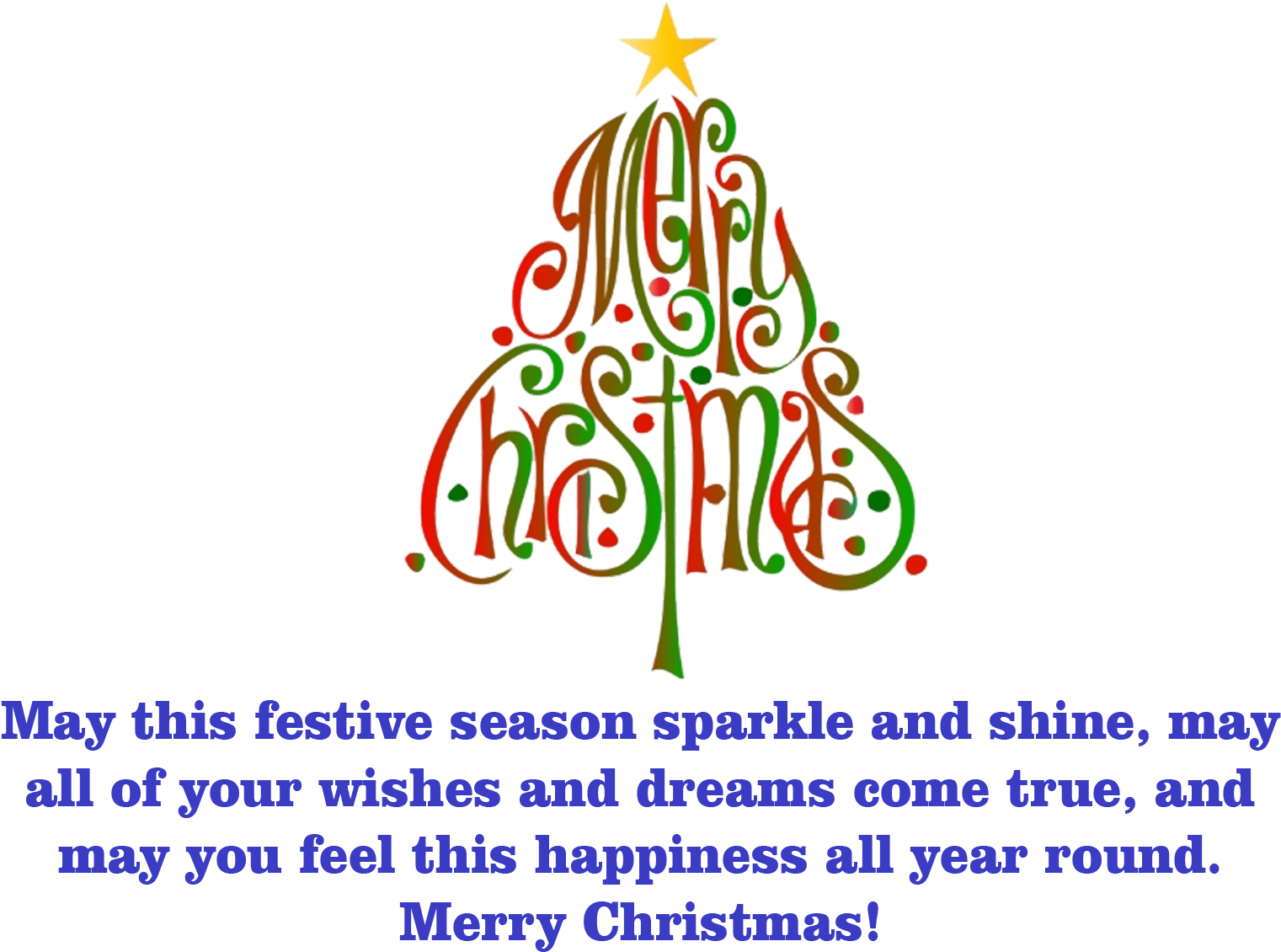 Merry Christmas Tree Text Design PNG image