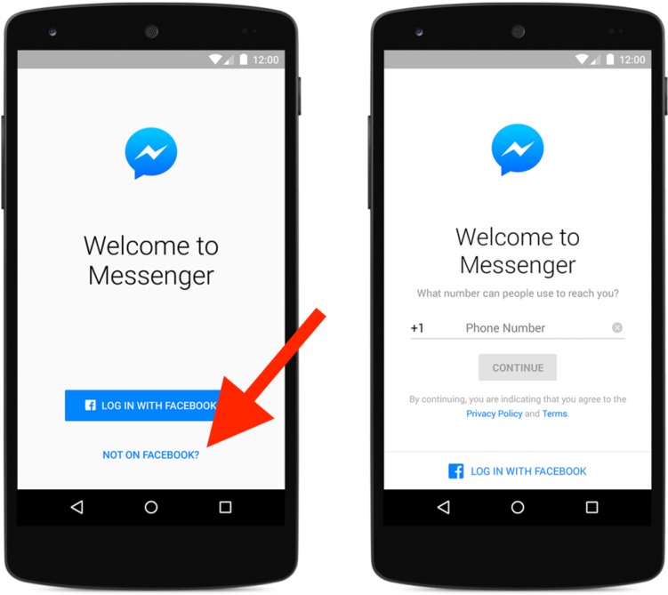 Messenger Login Screens PNG image