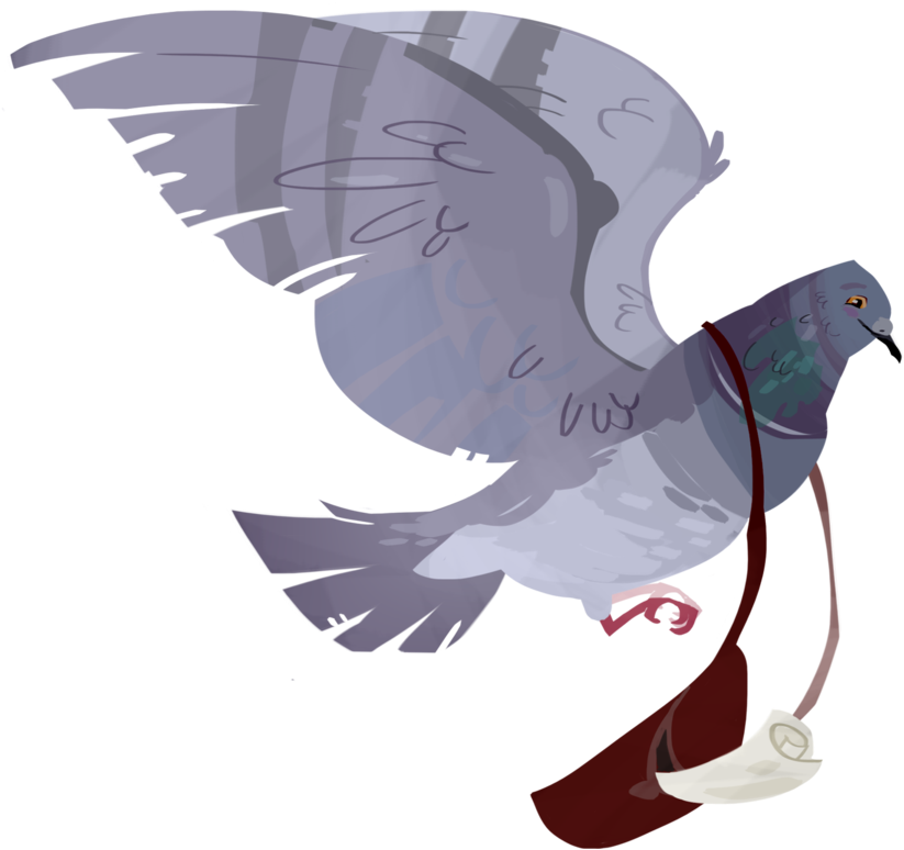 Messenger Pigeon Delivering Letter PNG image