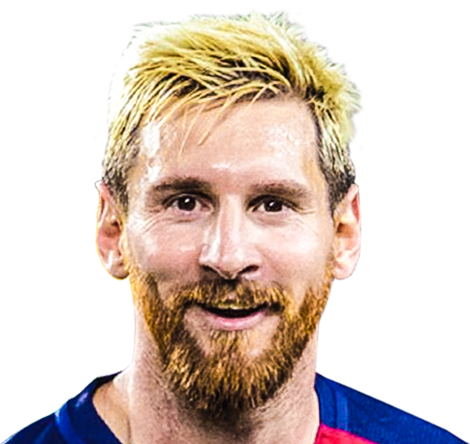 Messi Blonde Hairstyle Barcelona Jersey PNG image
