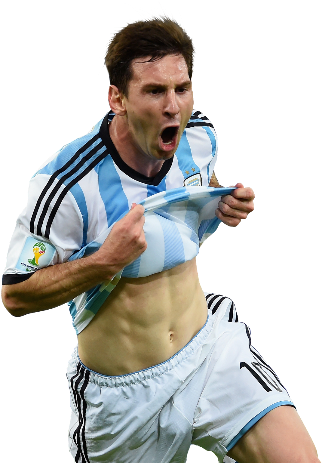 Messi Celebration Argentina Stripes PNG image