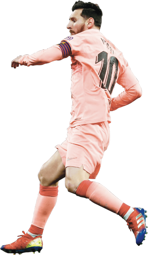 Messi In Action Pink Jersey PNG image