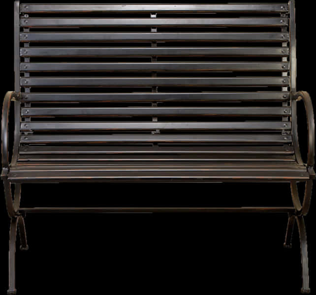 Metal Park Bench Isolatedon Black PNG image