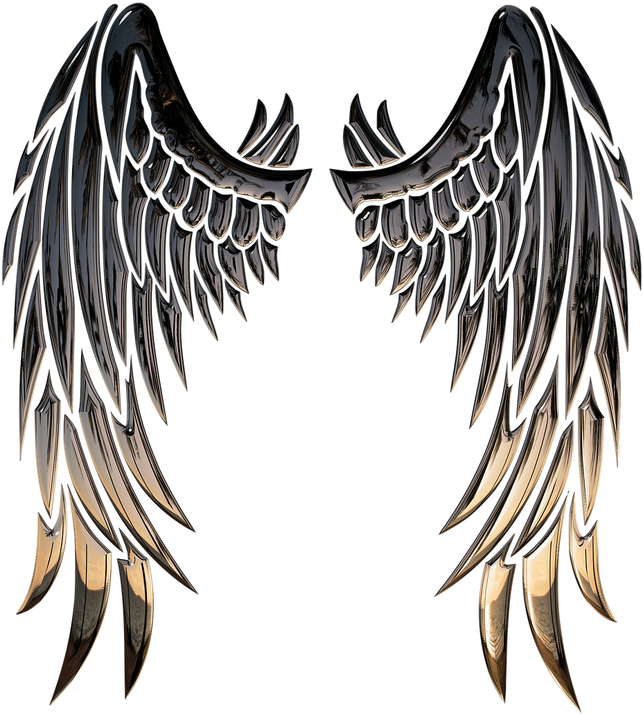 Metallic Angel Wings Artwork PNG image