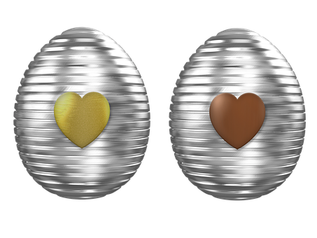 Metallic Easter Eggswith Hearts PNG image
