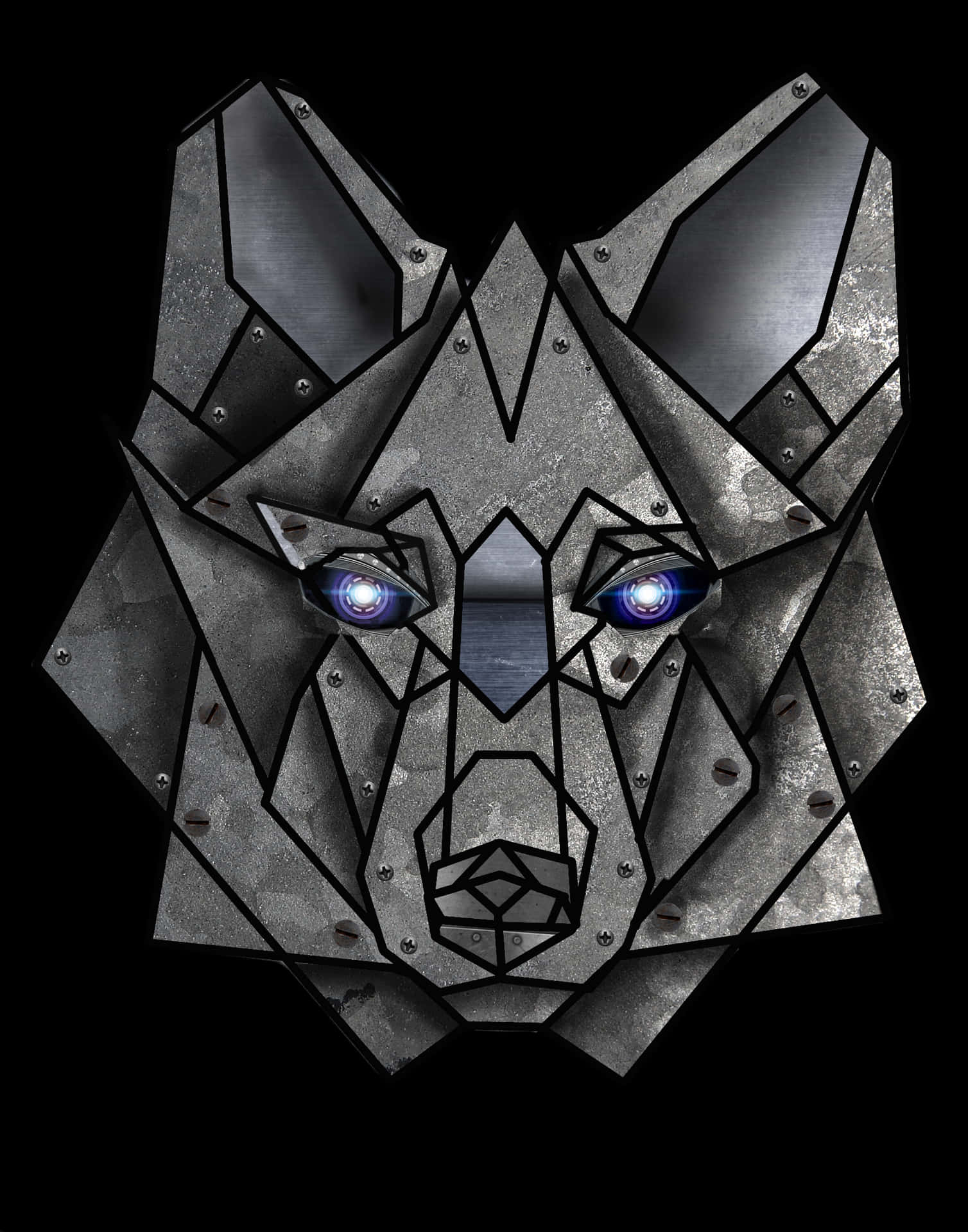 Metallic Geometric Wolf Art PNG image