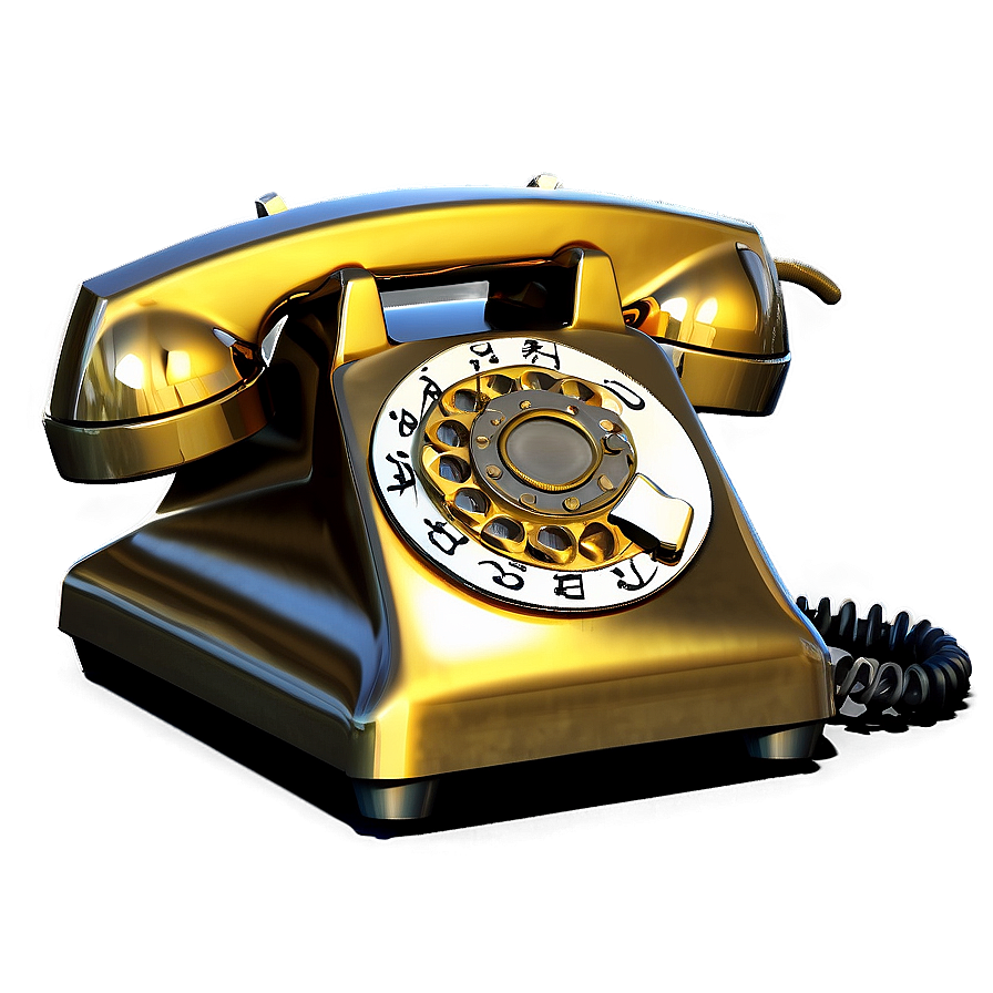 Metallic Gold Rotary Phone Png 06132024 PNG image