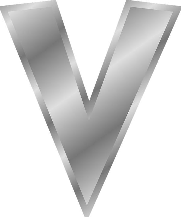 Metallic Letter V Design PNG image