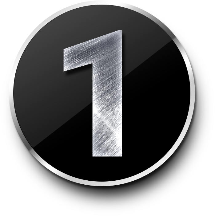 Metallic Number One Icon PNG image