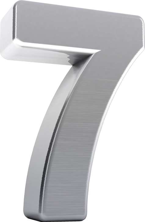 Metallic Number7 Sculpture PNG image