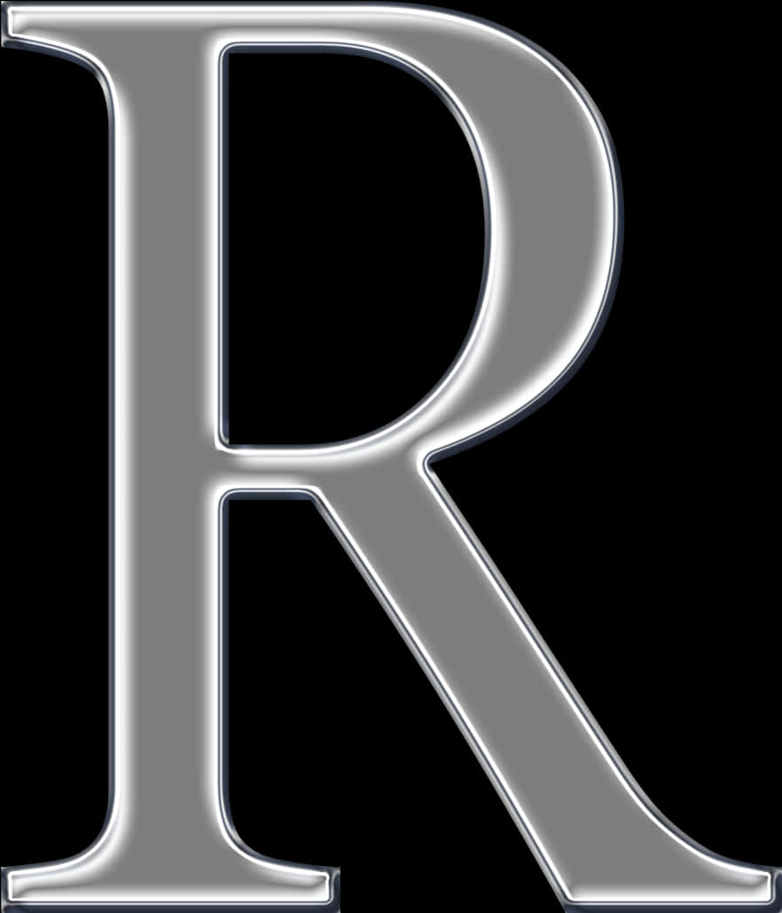 Metallic Silver R Letter PNG image