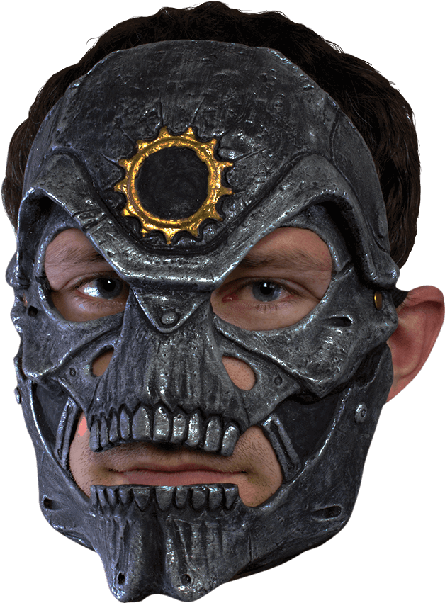 Metallic Skull Mask Portrait PNG image