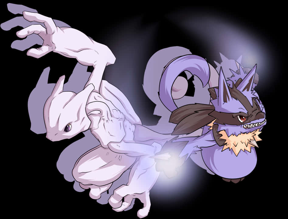 Mewtwo_and_ Mega_ Mewtwo_ X PNG image