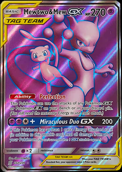 Mewtwoand Mew G X Pokemon Card PNG image