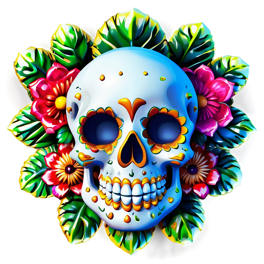 Mexican Flowers And Skulls Png 36 PNG image