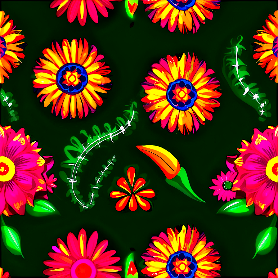 Mexican Flowers Background Png Mur44 PNG image