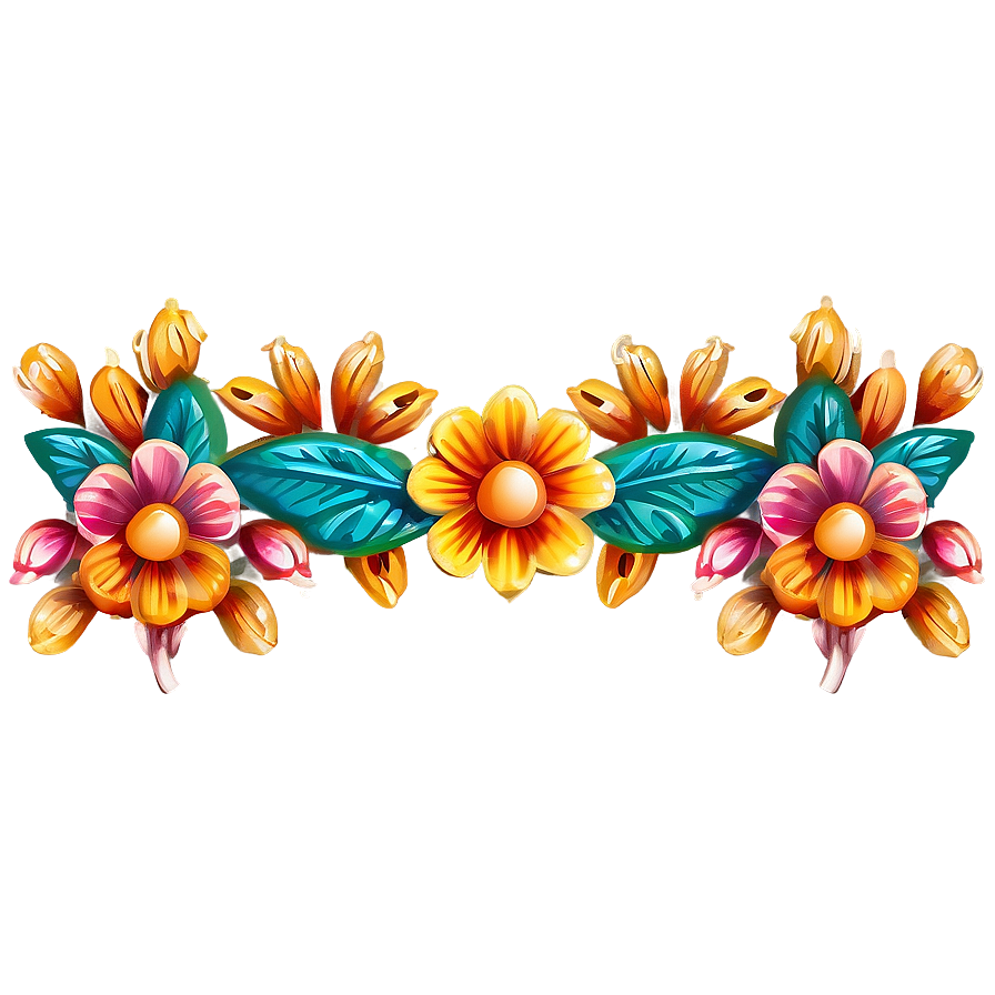 Mexican Flowers Border Png 06202024 PNG image