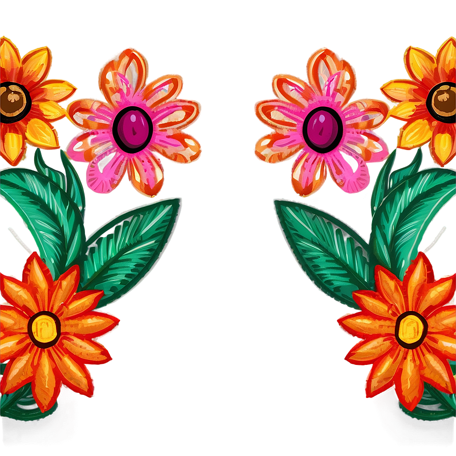 Mexican Flowers Embroidery Pattern Png 06202024 PNG image