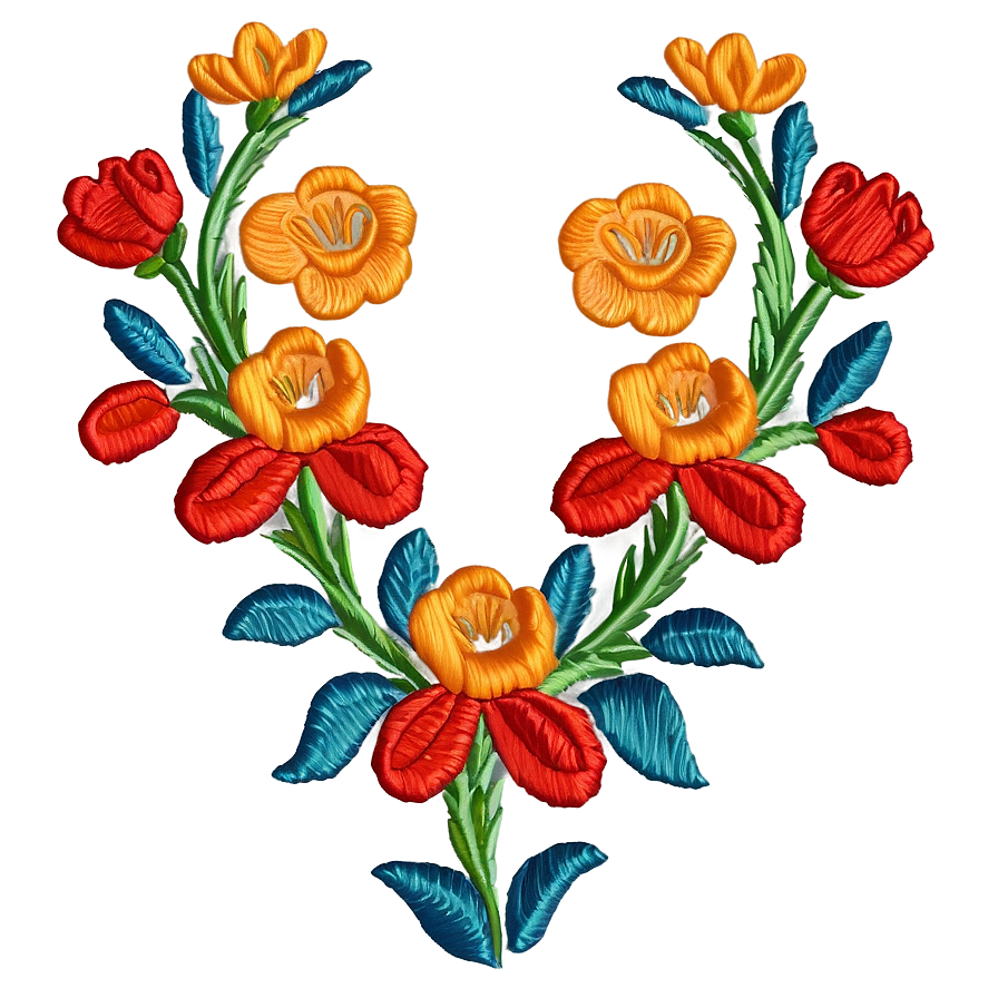 Mexican Flowers Embroidery Pattern Png 47 PNG image