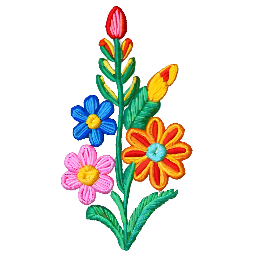 Mexican Flowers Embroidery Pattern Png Xum PNG image