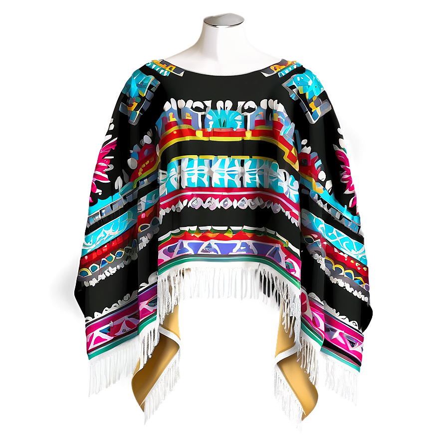 Mexican Poncho In Detailed Print Png 06282024 PNG image