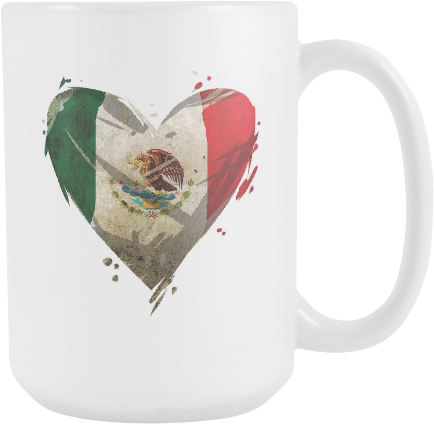 Mexico Flag Heart Mug Design PNG image