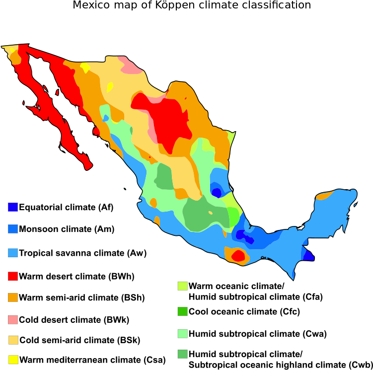 Mexico Koppen Climate Classification Map PNG image
