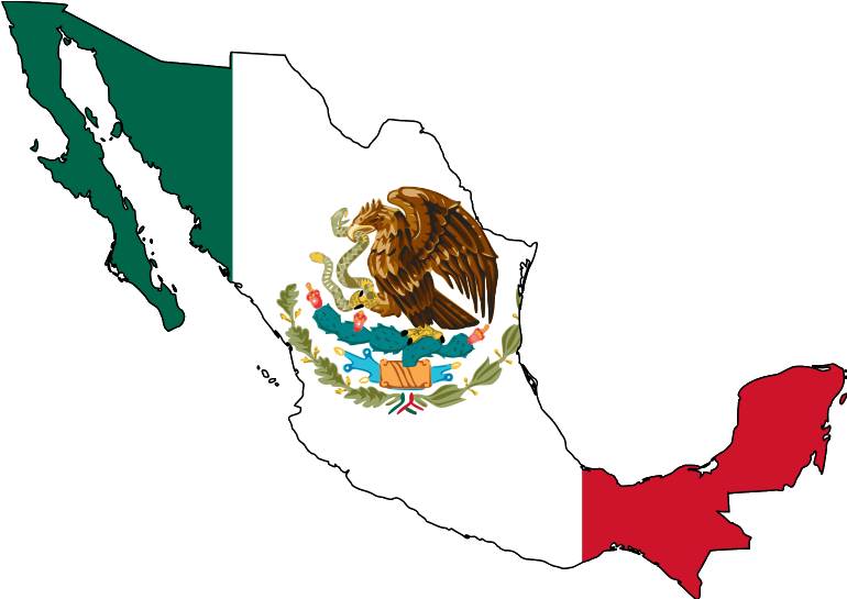 Mexico Mapwith Flag Design PNG image