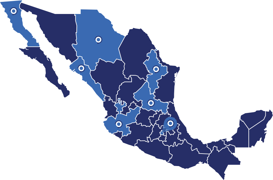 Mexico Mapwith Marked Regions PNG image