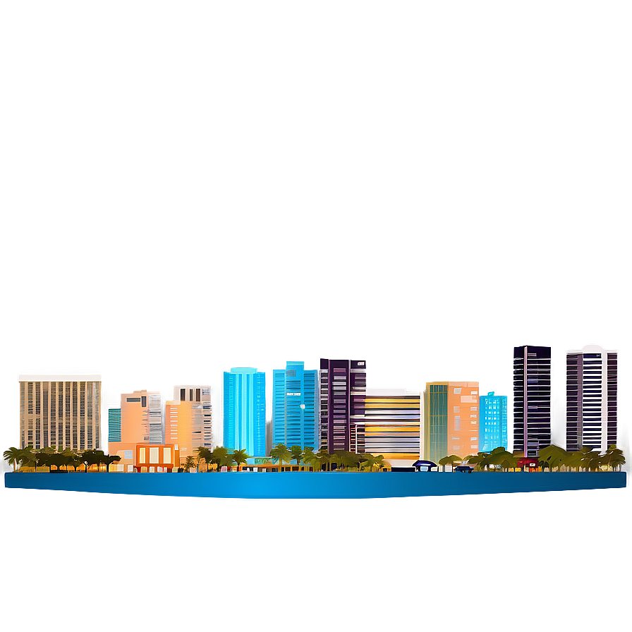 Miami Beach Skyline Night View Png Dft79 PNG image