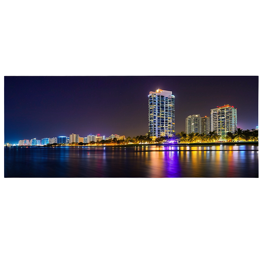 Miami Beach Skyline Night View Png Vca38 PNG image