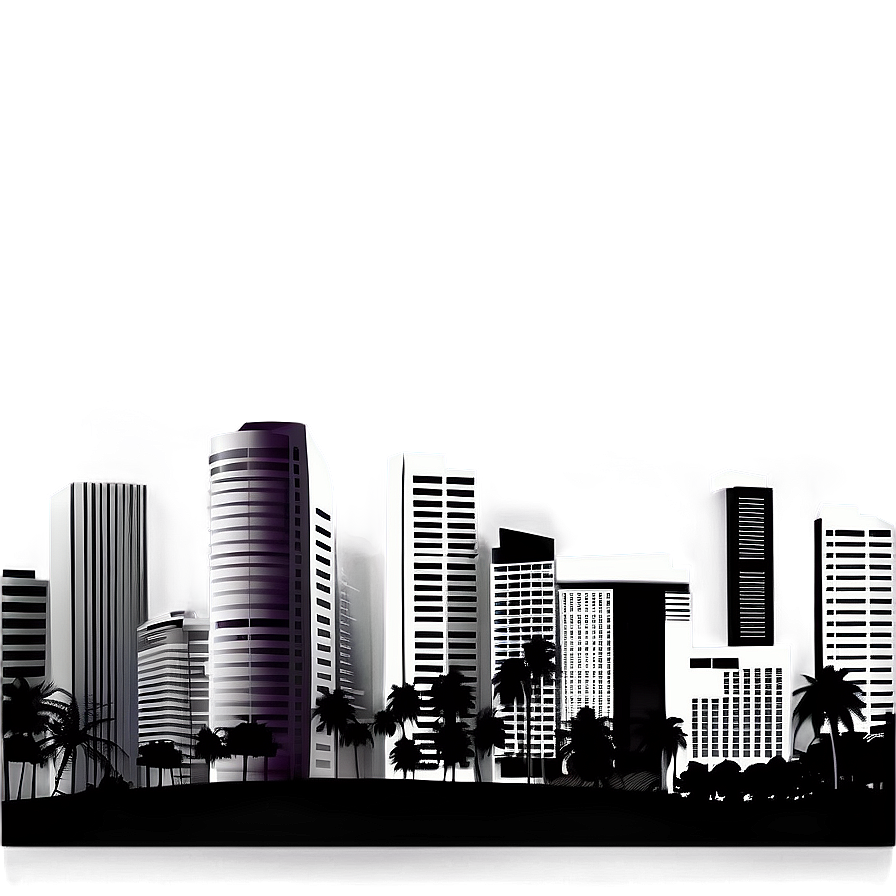 Miami City Skyline Outline Png 06272024 PNG image