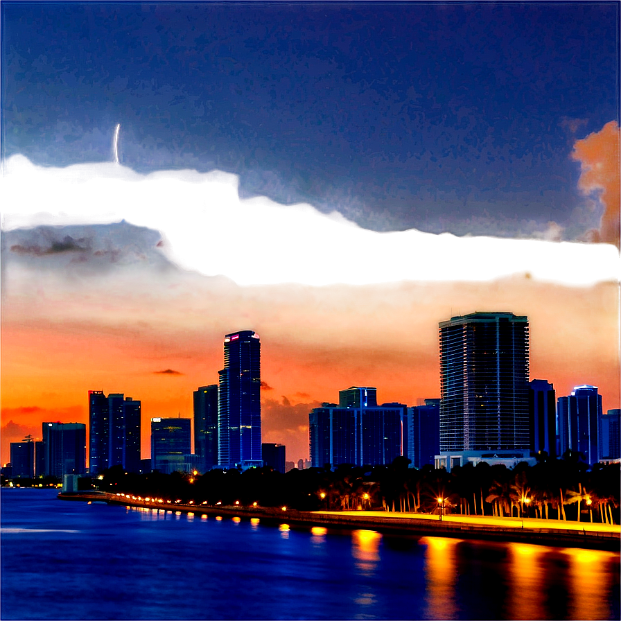 Miami Skyline During Twilight Png Tgp PNG image