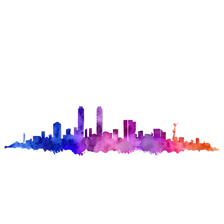 Miami Skyline Watercolor Effect Png Tmx7 PNG image