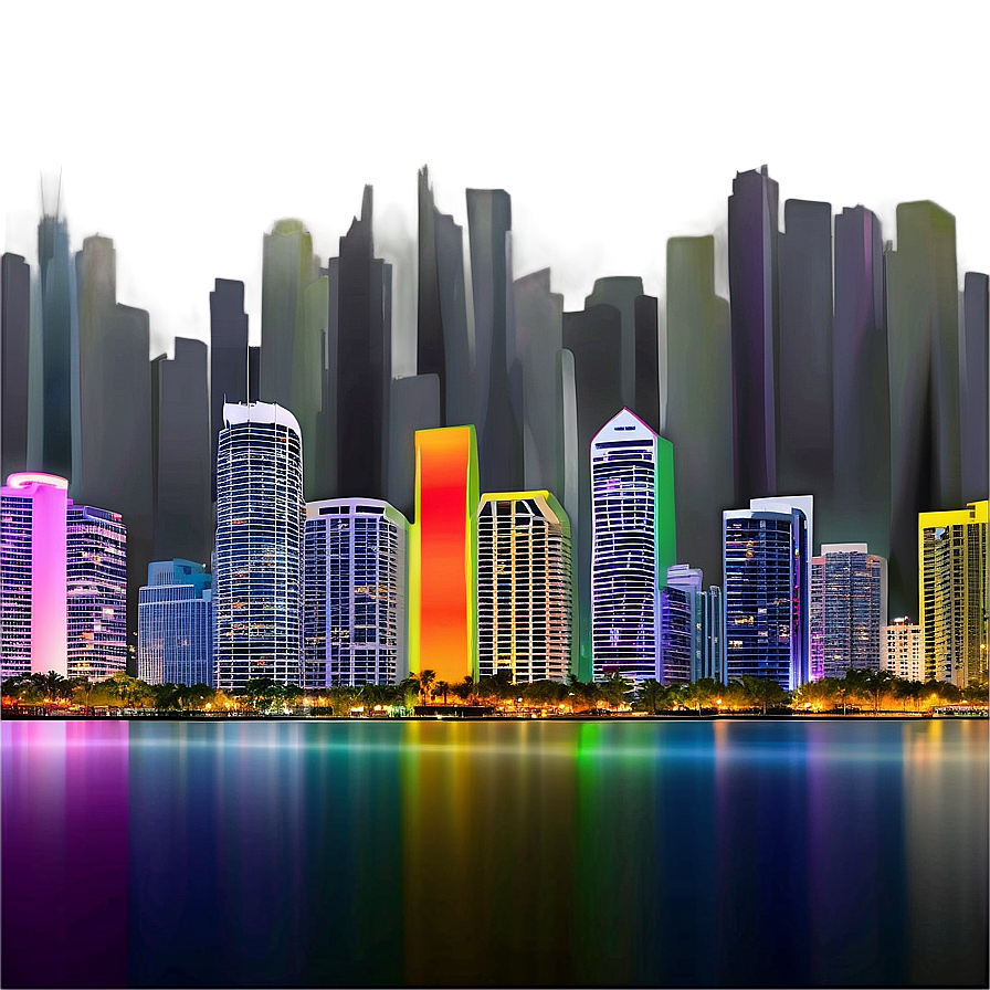 Miami Skyline With Artistic Flair Png 06272024 PNG image