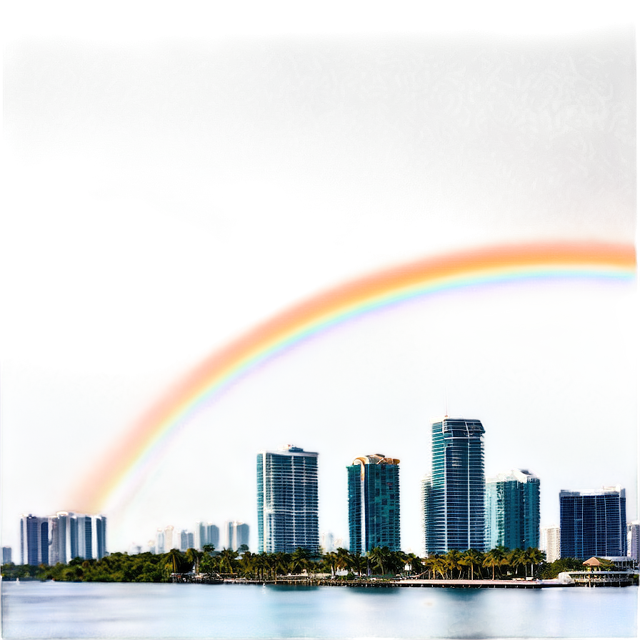 Miami Skyline With Rainbow Png 06272024 PNG image