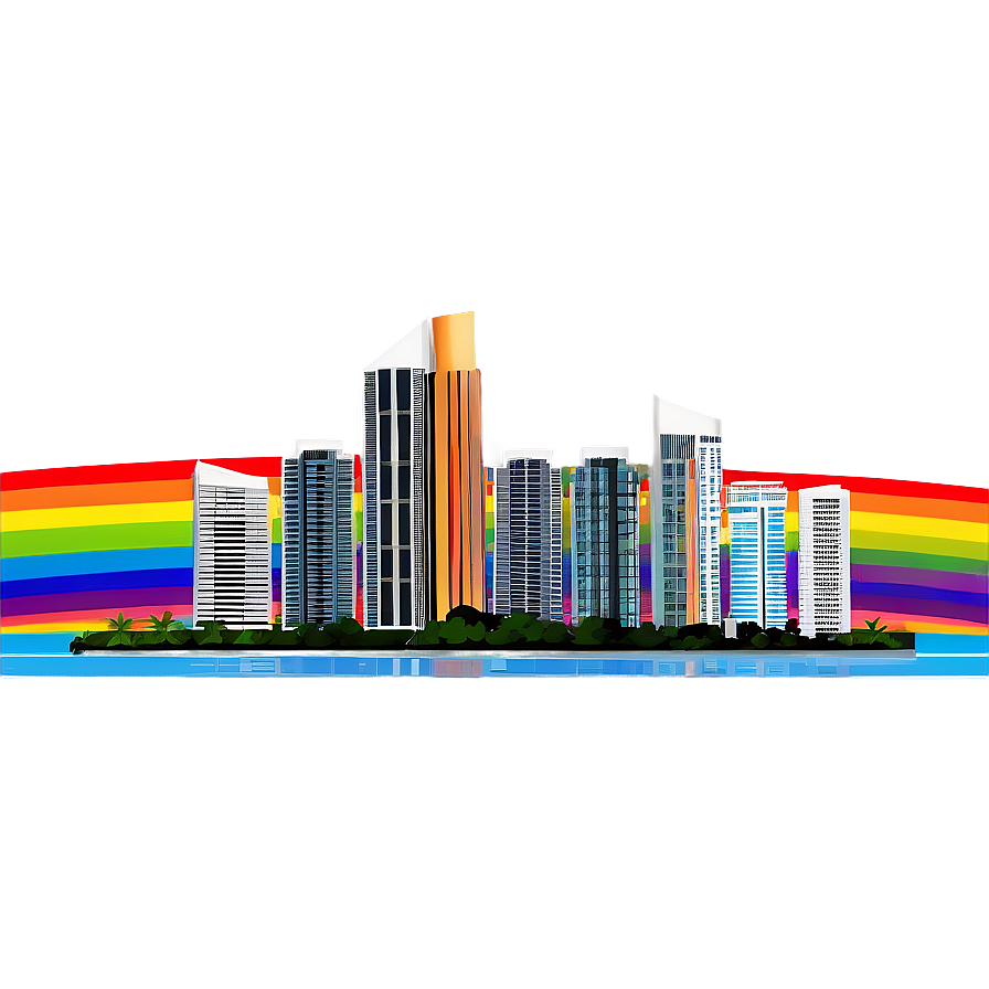 Miami Skyline With Rainbow Png Pcr PNG image