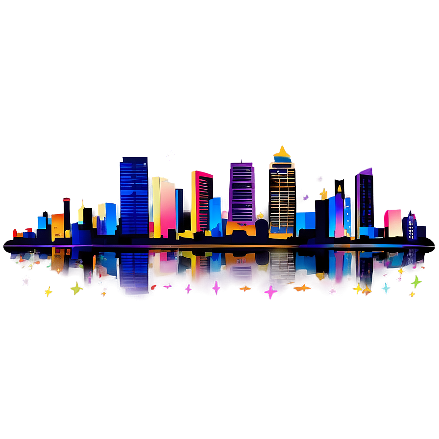 Miami Skyline With Starry Night Png Yvg PNG image