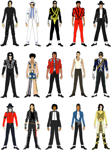 Michael Jackson Iconic Outfits Illustration PNG image